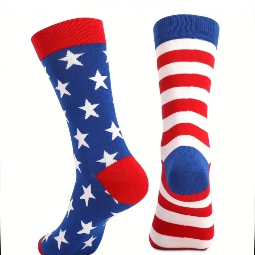 Patriotic stars and stripes socks, USA American flag, red white blue